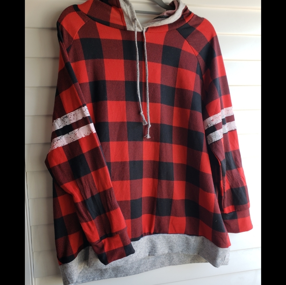 Plaid hoodie lightweight jacket
